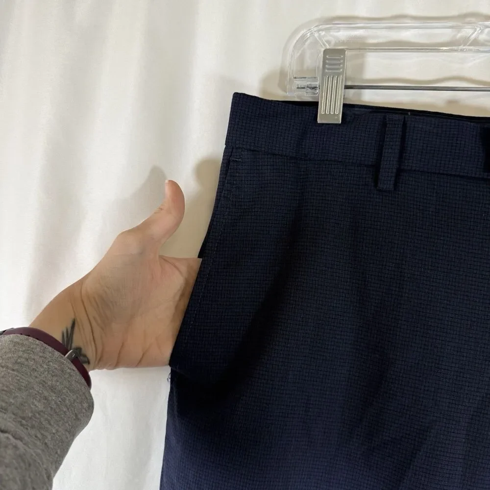 Banana Republic Standard Fit Pants Men's 34x32 Blue Plaid Flat Front Office